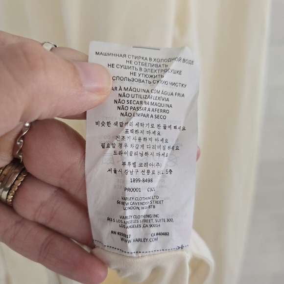 Varley Kearney Long Sleeved Top Blush Marl Cream Ivory Thumbholes Scoop Neck XS - Picture 8 of 10